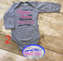 Load image into Gallery viewer, Forget the Carriage This Princess Rides in Her Mom&#39;s (any name) Mustang (your choice of car) Infant and Toddler Apparel