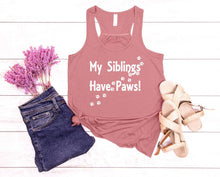 Load image into Gallery viewer, My Siblings have Paws Youth Racerback Flowy Tank Top