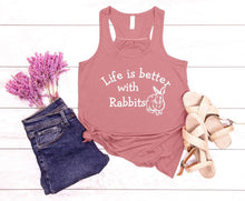 Load image into Gallery viewer, Life is Better with Rabbits Women Flowy Racerback Tank Top