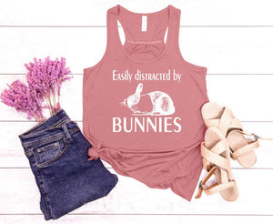 Easily Distracted by Bunnies Youth Racerback Flowy Tank Top