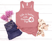 Load image into Gallery viewer, Life is Better with Guinea Pigs Women Flowy Racerback Tank Top