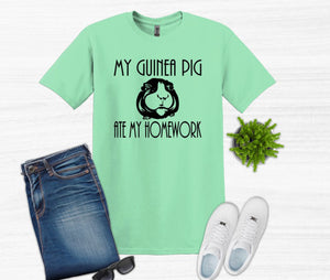 My Guinea Pig Ate My Homework Youth and Adult Unisex T-Shirt or Sweatshirt