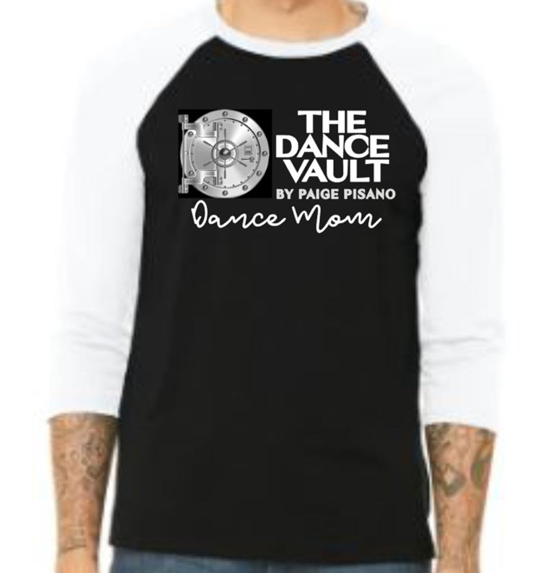 The Dance Vault Official Logo Mom or Dad Adult 3/4 Sleeve Baseball Shirt