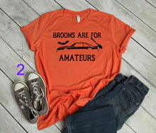 Load image into Gallery viewer, Brooms are for Amateurs Halloween Mustang Adult Unisex T Shirt or Sweatshirt