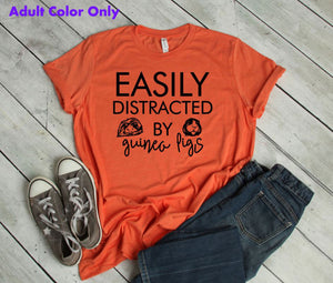 Easily Distracted By Guinea Pigs Youth & Adult Unisex T-Shirt