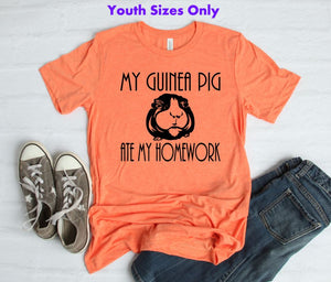 My Guinea Pig Ate My Homework Youth & Adult Unisex T-Shirt
