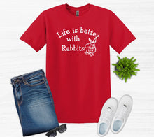 Load image into Gallery viewer, Life is Better with Rabbits Youth and Adult Unisex T-Shirt or Sweatshirt