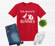 Load image into Gallery viewer, Easily Distracted by Bunnies Youth and Adult Unisex T-Shirt or Sweatshirt