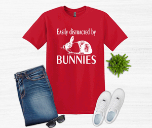 Easily Distracted by Bunnies Youth and Adult Unisex T-Shirt or Sweatshirt