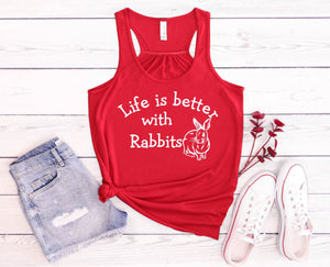 Life is Better with Rabbits Women Flowy Racerback Tank Top