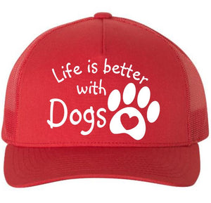 Life is Better with Dogs Adult 5 Panel Baseball Cap