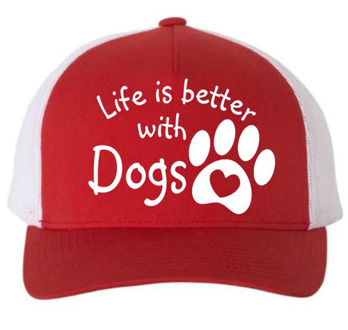 Life is Better with Dogs Adult 5 Panel Baseball Cap