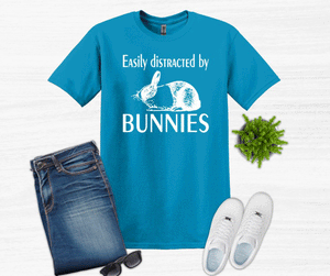 Easily Distracted by Bunnies Youth and Adult Unisex T-Shirt or Sweatshirt