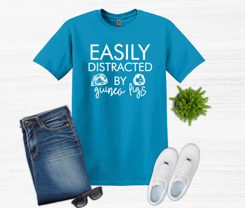 Easily Distracted By Guinea Pigs Youth and Adult Unisex T-Shirt or Sweatshirt