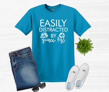 Load image into Gallery viewer, blue t shirt easily distracted by guinea pigs text
