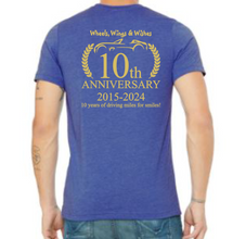 Load image into Gallery viewer, Wheels, Wings &amp; Wishes 2024 Presale 10th Anniversary Adult &amp; Youth T-Shirts