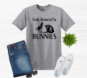Easily Distracted by Bunnies Youth and Adult Unisex T-Shirt or Sweatshirt