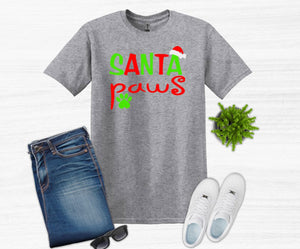 Santa Paws Christmas Youth and Adult T Shirt or Sweatshirt