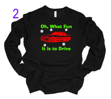 Load image into Gallery viewer, Oh, What Fun it is to Drive.... Adult T Shirt or Sweatshirt Choose your Mustang!