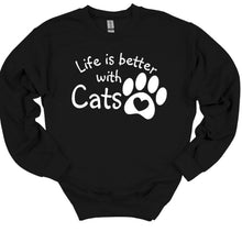 Load image into Gallery viewer, Life is Better with Cats Adult Unisex T-Shirt or Sweatshirt