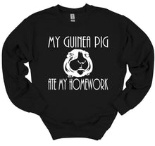 Load image into Gallery viewer, My Guinea Pig Ate My Homework Youth and Adult Unisex T-Shirt or Sweatshirt