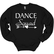 Load image into Gallery viewer, black sweatshirt dance squad text