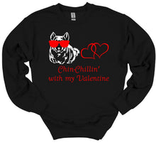 Load image into Gallery viewer, black sweatshirt chinchillin with my valentine