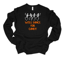 Load image into Gallery viewer, Will Dance for Candy Halloween Youth &amp; Adult Unisex T Shirt or Sweatshirt