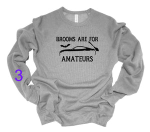 Brooms are for Amateurs Halloween Mustang Adult Unisex T Shirt or Sweatshirt