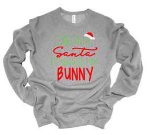 Dear Santa It was my Bunny Youth or Adult T Shirt & Sweatshirt