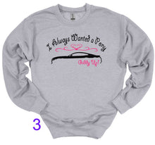 Load image into Gallery viewer, Gray sweatshirt with text and graphic design on a white background