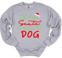 Load image into Gallery viewer, gray sweatshirt with Christmas themed text 