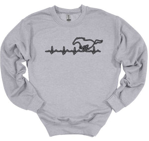 Mustang Heartbeat Adult Unisex T Shirt and Sweatshirt