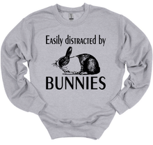 Load image into Gallery viewer, Easily Distracted by Bunnies Youth and Adult Unisex T-Shirt or Sweatshirt