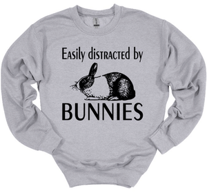Easily Distracted by Bunnies Youth and Adult Unisex T-Shirt or Sweatshirt