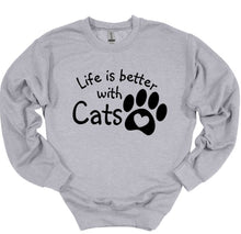 Load image into Gallery viewer, Life is Better with Cats Adult Unisex T-Shirt or Sweatshirt