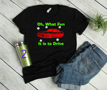 Load image into Gallery viewer, Oh, What Fun it is to Drive.... Adult T Shirt or Sweatshirt Choose your Mustang!
