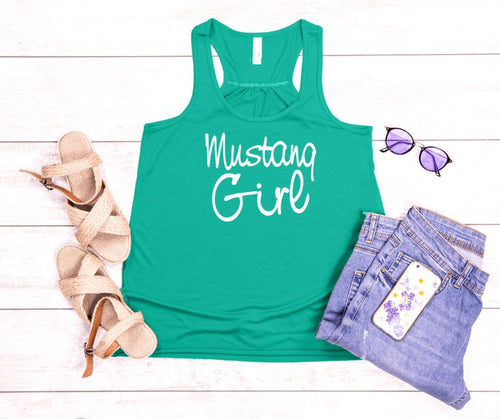 Mustang Girl Girls and Ladies Flowy Racerback Tank Top