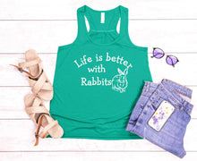 Load image into Gallery viewer, Life is Better with Rabbits Youth Racerback Flowy Tank Top