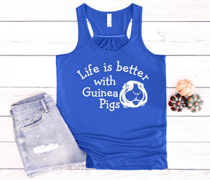 Life is Better with Guinea Pigs Women Flowy Racerback Tank Top