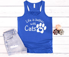 Load image into Gallery viewer, Life is Better with Cats Ladies Flowy Racerback Tank Top