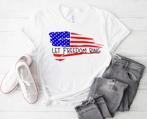 ****CLEARANCE**** Adult Let Freedom Ring White Unisex T-Shirt