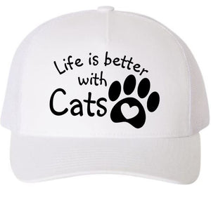 Life is Better with Cats Adult 5 Panel Baseball Cap