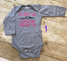 Load image into Gallery viewer, My Mom&#39;s Mustang (your choice of car) is Faster than your Dad&#39;s Car Infant and Toddler Apparel