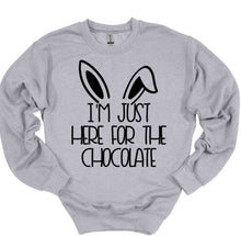 Load image into Gallery viewer, I&#39;m Just Here for the Chocolate Easter Youth and Adult T-Shirt or Sweatshirt