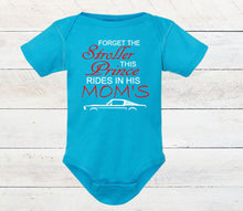 Load image into Gallery viewer, Forget the Stroller This Prince Rides in His Mom&#39;s (any name) Mustang (Choice of car) Infant Bodysuit