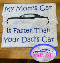 Load image into Gallery viewer, ****CLEARANCE**** Youth My Mom&#39;s Challenger is Faster than your Dad&#39;s Car Unisex T Shirt Ready to Ship