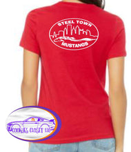 Load image into Gallery viewer, Steel Town Mustang Ladies Fitted V Neck T Shirt