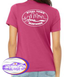 Steel Town Mustang Ladies Fitted Colored T Shirts