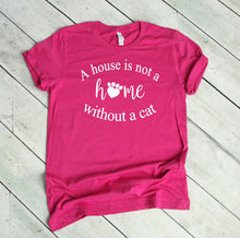 Load image into Gallery viewer, A House is Not a Home without a Cat Adult Unisex T-Shirt